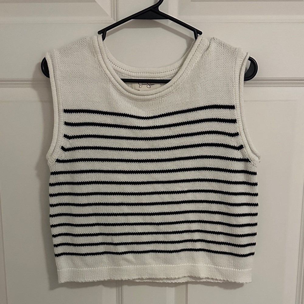 Jessica Simpson Black and White Striped Tank Top